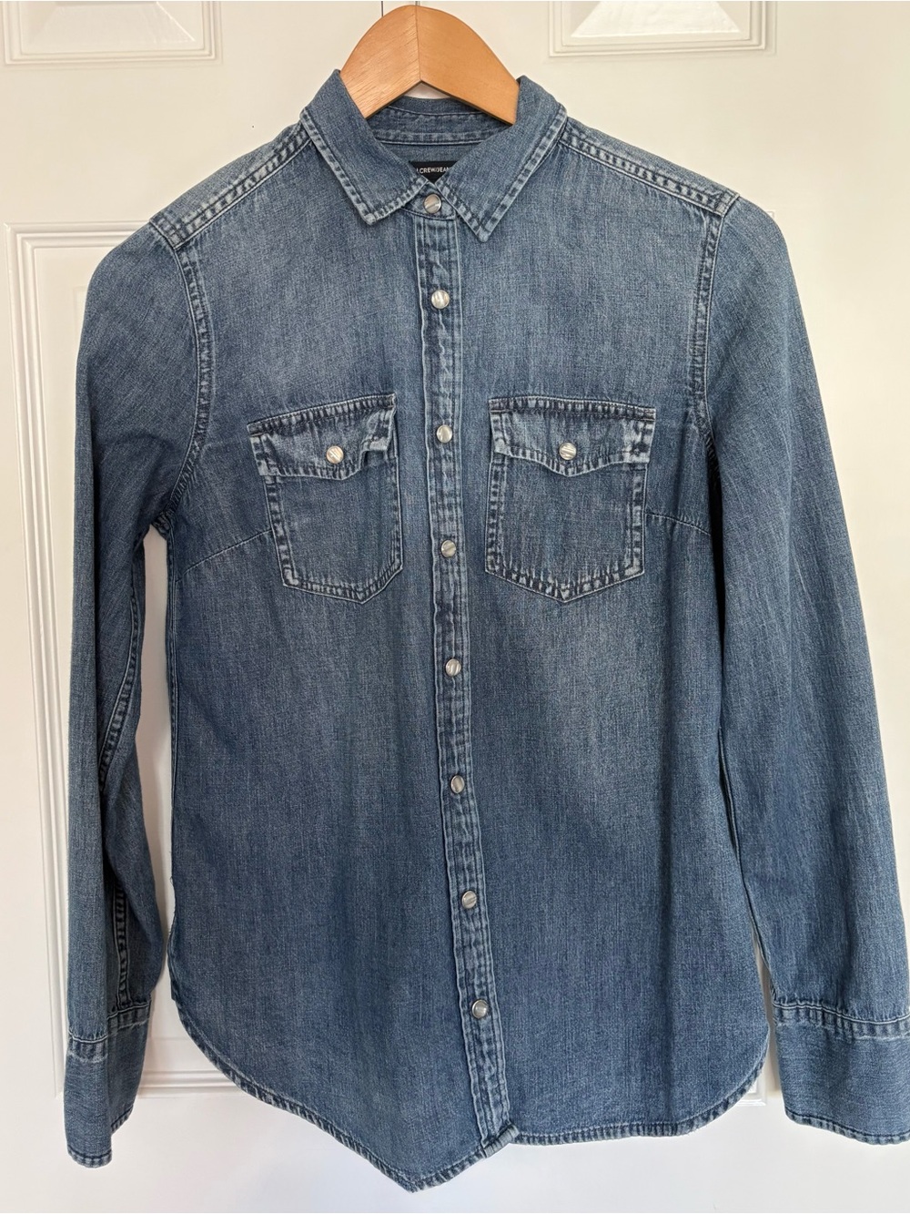 J. Crew Women’s Denim Snap Button-Down Shirt in Blue